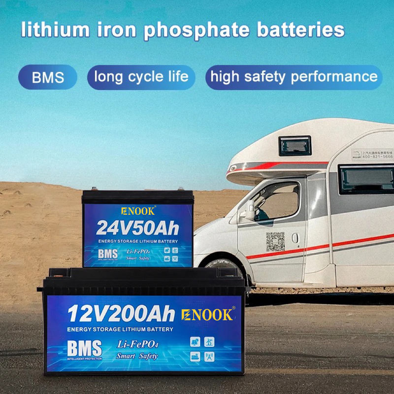 12V 100Ah Bateria litowo-jonowa z głębokim cyklem 200Ah 24V Litowo-jonowy zestaw baterii do kempingu samochodu RV Łódź