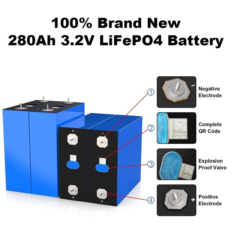 Duża pojemność 280Ah LiFePO4 Bateria Li-Fosforan Żelazowo-Litowe Komórki do Solar EV RV Pack